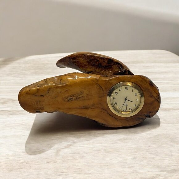 Wood Clock Natural Edge Signed Glen Schaff Artist Abstract Lightweight VTG READ - Picture 1 of 13